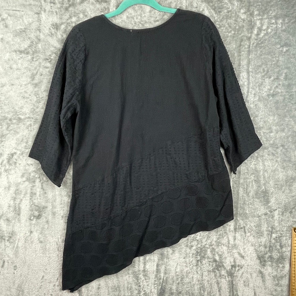 Produce‎ Co Tunic Top Womens Large Black Textured Asymmetrical Hem Cotton Boho - Picture 6 of 10